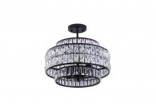  LIT7410 BK-CRY - 16" 4xE26 60 W Semi-Flush Mount in black finish with K9Crystal : Dimensions: D=15.75" H=10.6